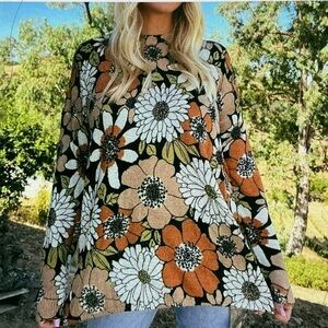 Show Me Your MuMu Floral Bonfire Sweatshirt - Black, White, Orange